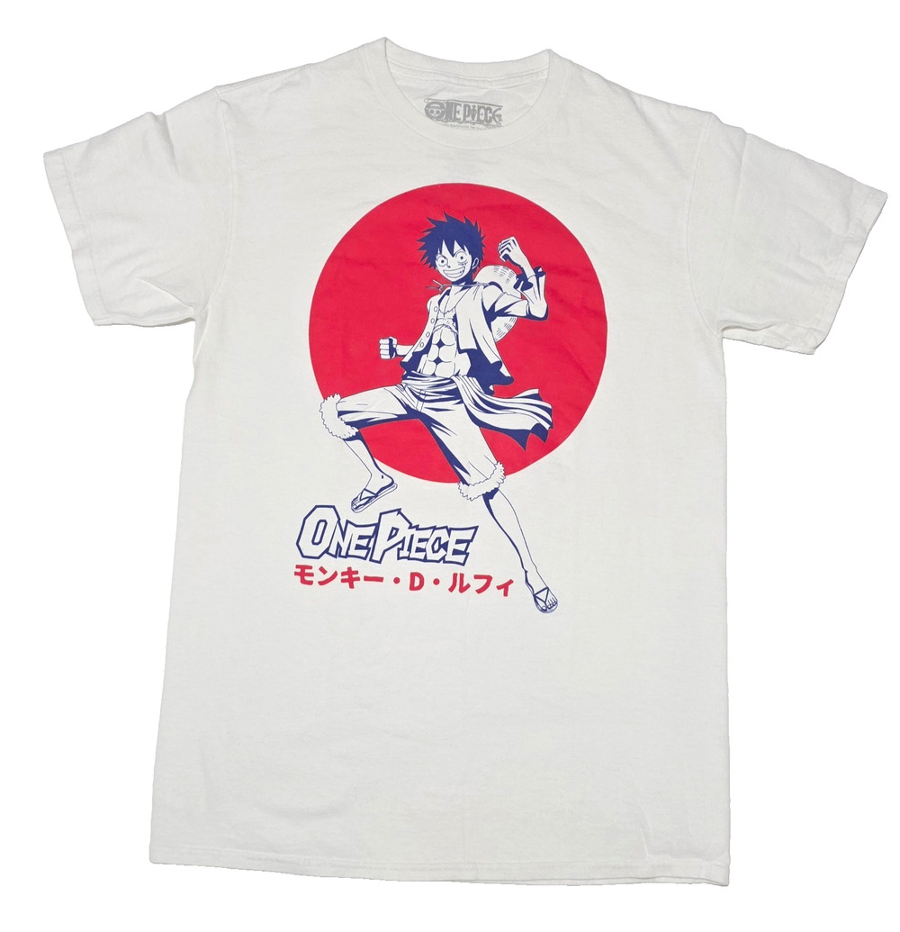 One Piece Monkey D. Luffy Graphic T-Shirt Mens Small White Anime Ripple Junction